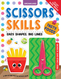 Tasty Foods Scissors Skills Activity Book for Kids Age 4 - 7 years | With Child- Safe Scissors, Games and Mask