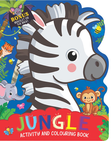 Jungle Activity and Colouring Book- Die Cut Animal Shaped Book