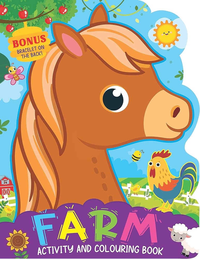 Farm Activity and Colouring Book- Die Cut Animal Shaped Book