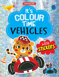 Vehicles- It's Colour time with Stickers